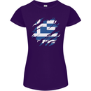 Torn Greece Flag Greek Day Football Womens Petite Cut T-Shirt Purple