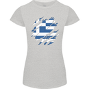Torn Greece Flag Greek Day Football Womens Petite Cut T-Shirt Sports Grey