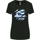 Torn Greece Flag Greek Day Football Womens Wider Cut T-Shirt Black
