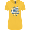 Torn Greece Flag Greek Day Football Womens Wider Cut T-Shirt Yellow