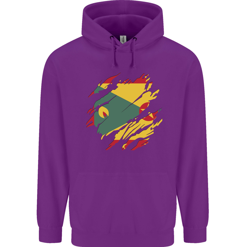Torn Grenada Flag Grenadians Day Football Childrens Kids Hoodie Purple
