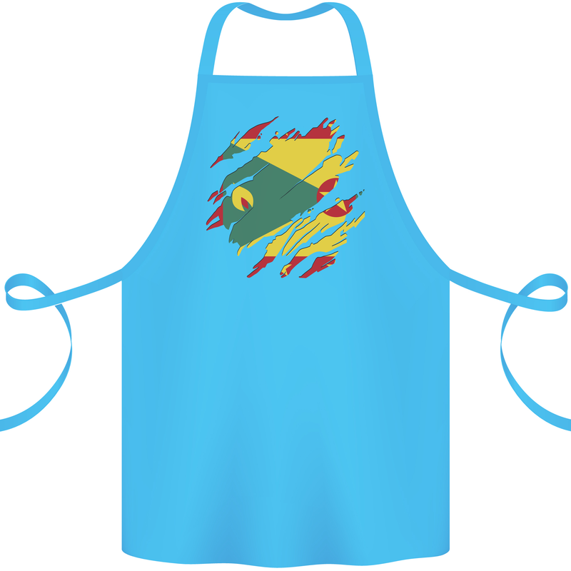 Torn Grenada Flag Grenadians Day Football Cotton Apron 100% Organic Turquoise
