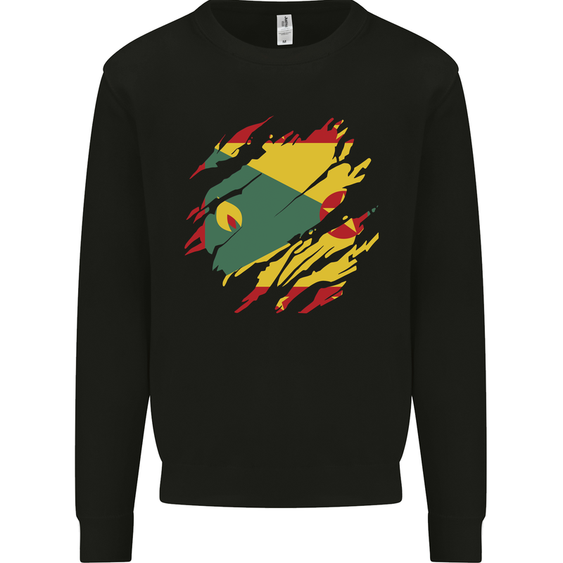 Torn Grenada Flag Grenadians Day Football Kids Sweatshirt Jumper Black