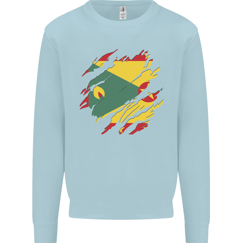 Torn Grenada Flag Grenadians Day Football Kids Sweatshirt Jumper Light Blue