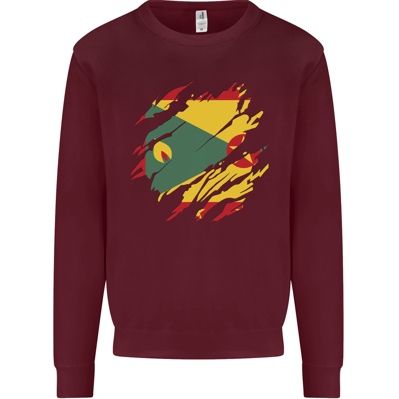 Torn Grenada Flag Grenadians Day Football Kids Sweatshirt Jumper Maroon