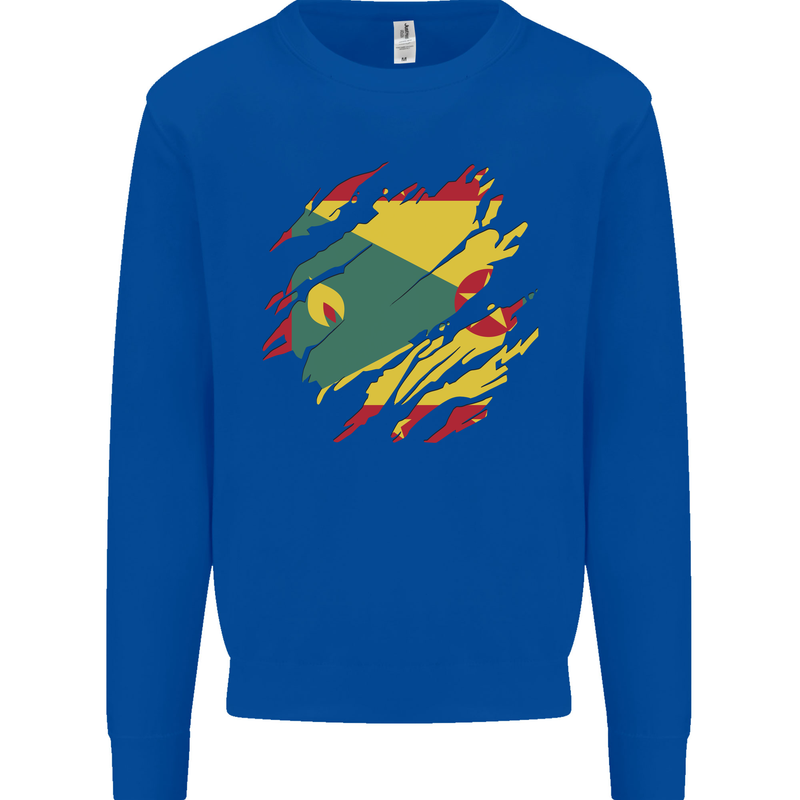 Torn Grenada Flag Grenadians Day Football Kids Sweatshirt Jumper Royal Blue