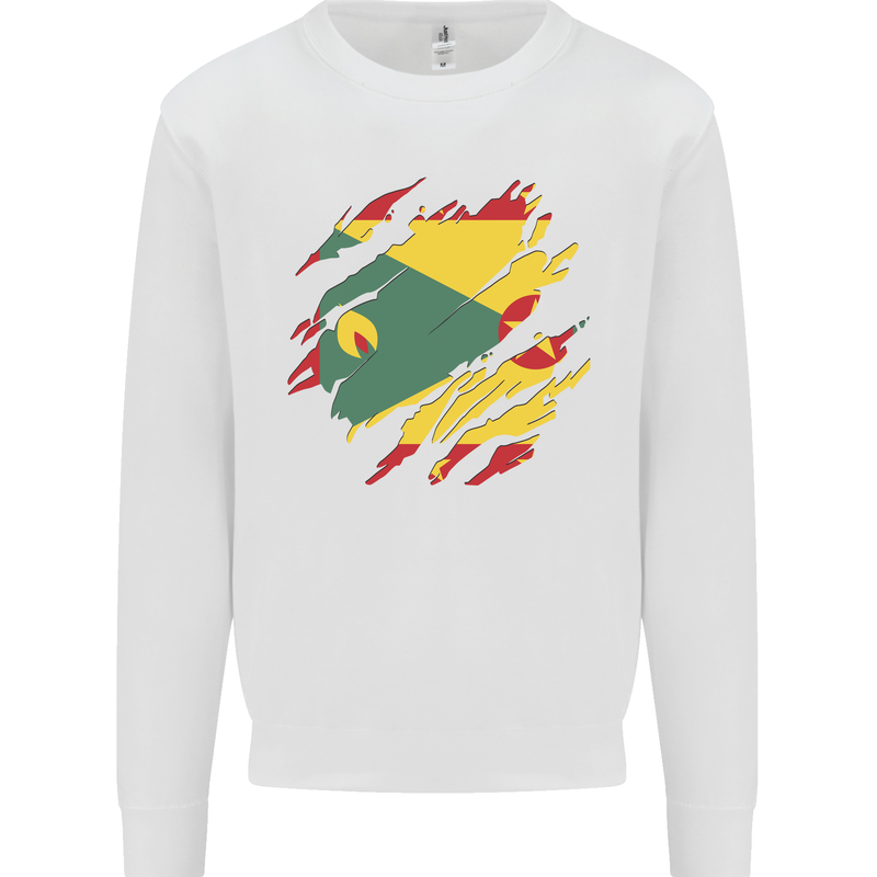 Torn Grenada Flag Grenadians Day Football Kids Sweatshirt Jumper White