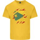 Torn Grenada Flag Grenadians Day Football Kids T-Shirt Childrens Yellow