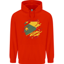 Torn Grenada Flag Grenadians Day Football Mens 80% Cotton Hoodie Bright Red