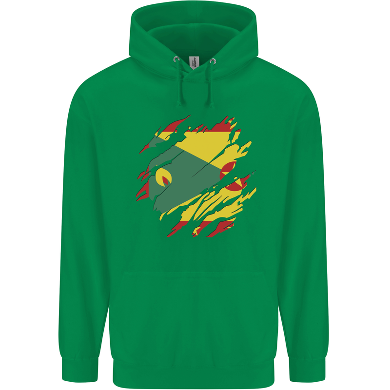 Torn Grenada Flag Grenadians Day Football Mens 80% Cotton Hoodie Irish Green