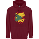 Torn Grenada Flag Grenadians Day Football Mens 80% Cotton Hoodie Maroon