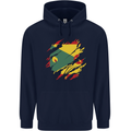 Torn Grenada Flag Grenadians Day Football Mens 80% Cotton Hoodie Navy Blue
