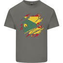 Torn Grenada Flag Grenadians Day Football Mens Cotton T-Shirt Tee Top Charcoal