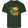 Torn Grenada Flag Grenadians Day Football Mens Cotton T-Shirt Tee Top Forest Green