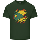 Torn Grenada Flag Grenadians Day Football Mens Cotton T-Shirt Tee Top Forest Green