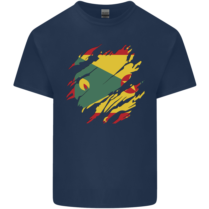 Torn Grenada Flag Grenadians Day Football Mens Cotton T-Shirt Tee Top Navy Blue