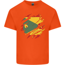 Torn Grenada Flag Grenadians Day Football Mens Cotton T-Shirt Tee Top Orange