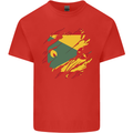 Torn Grenada Flag Grenadians Day Football Mens Cotton T-Shirt Tee Top Red