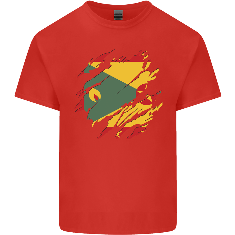 Torn Grenada Flag Grenadians Day Football Mens Cotton T-Shirt Tee Top Red