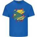 Torn Grenada Flag Grenadians Day Football Mens Cotton T-Shirt Tee Top Royal Blue