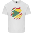 Torn Grenada Flag Grenadians Day Football Mens Cotton T-Shirt Tee Top White