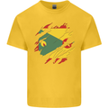 Torn Grenada Flag Grenadians Day Football Mens Cotton T-Shirt Tee Top Yellow