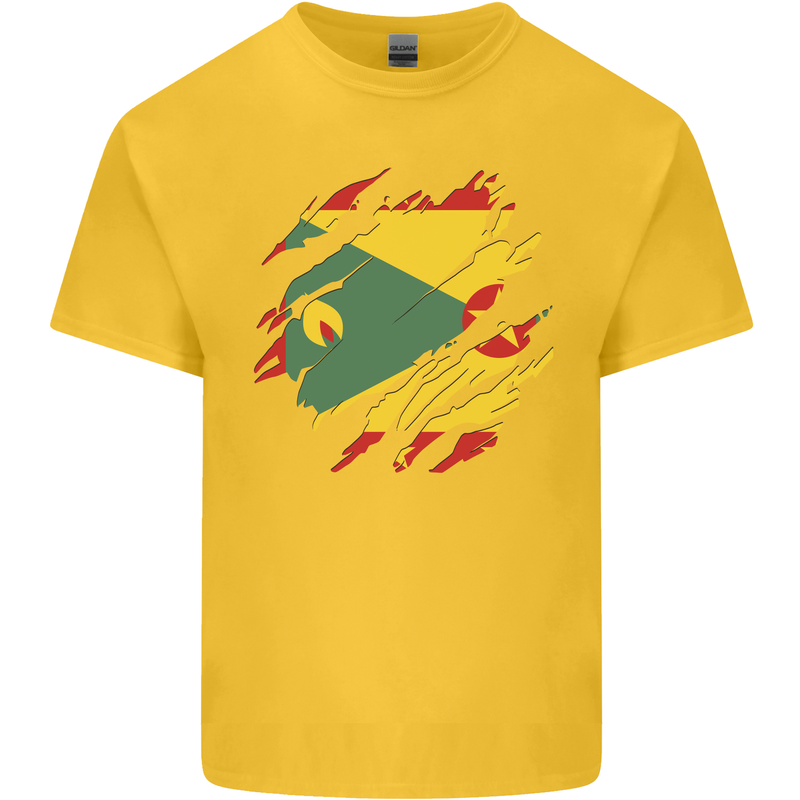 Torn Grenada Flag Grenadians Day Football Mens Cotton T-Shirt Tee Top Yellow