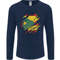 Torn Grenada Flag Grenadians Day Football Mens Long Sleeve T-Shirt Navy Blue