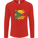 Torn Grenada Flag Grenadians Day Football Mens Long Sleeve T-Shirt Red