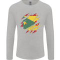 Torn Grenada Flag Grenadians Day Football Mens Long Sleeve T-Shirt Sports Grey