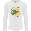 Torn Grenada Flag Grenadians Day Football Mens Long Sleeve T-Shirt White