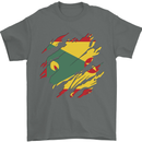 Torn Grenada Flag Grenadians Day Football Mens T-Shirt 100% Cotton Charcoal