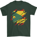 Torn Grenada Flag Grenadians Day Football Mens T-Shirt 100% Cotton Forest Green