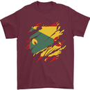 Torn Grenada Flag Grenadians Day Football Mens T-Shirt 100% Cotton Maroon