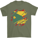 Torn Grenada Flag Grenadians Day Football Mens T-Shirt 100% Cotton Military Green