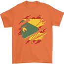 Torn Grenada Flag Grenadians Day Football Mens T-Shirt 100% Cotton Orange