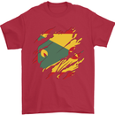 Torn Grenada Flag Grenadians Day Football Mens T-Shirt 100% Cotton Red