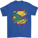 Torn Grenada Flag Grenadians Day Football Mens T-Shirt 100% Cotton Royal Blue