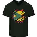 Torn Grenada Flag Grenadians Day Football Mens V-Neck Cotton T-Shirt Black