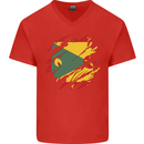Torn Grenada Flag Grenadians Day Football Mens V-Neck Cotton T-Shirt Red