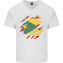 Torn Grenada Flag Grenadians Day Football Mens V-Neck Cotton T-Shirt White