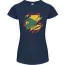 Torn Grenada Flag Grenadians Day Football Womens Petite Cut T-Shirt Navy Blue