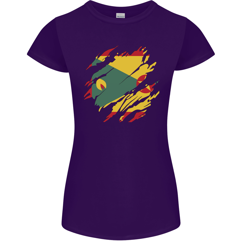 Torn Grenada Flag Grenadians Day Football Womens Petite Cut T-Shirt Purple