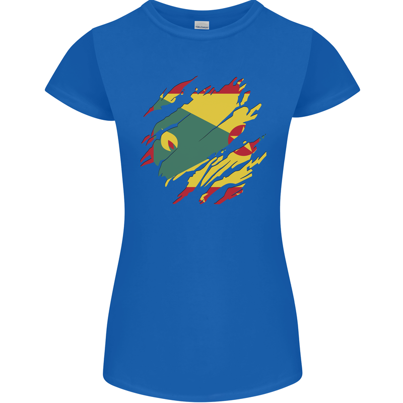 Torn Grenada Flag Grenadians Day Football Womens Petite Cut T-Shirt Royal Blue