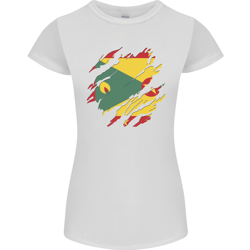 Torn Grenada Flag Grenadians Day Football Womens Petite Cut T-Shirt White