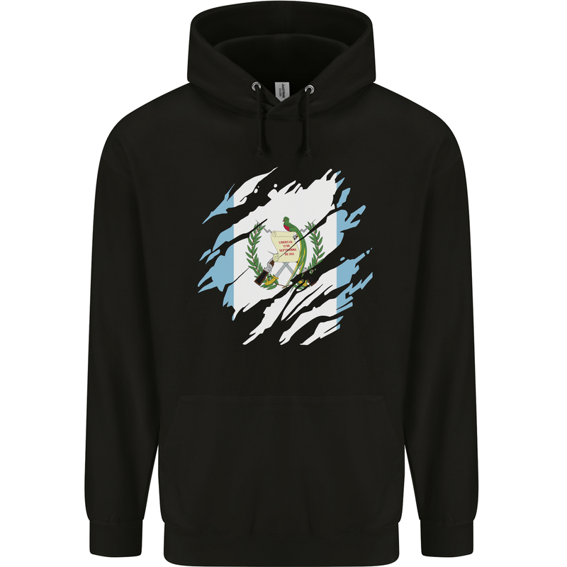 Torn Guatemala Flag Guatemalan Day Football Childrens Kids Hoodie Black