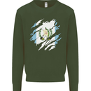 Torn Guatemala Flag Guatemalan Day Football Kids Sweatshirt Jumper Forest Green