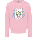 Torn Guatemala Flag Guatemalan Day Football Kids Sweatshirt Jumper Light Pink
