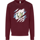 Torn Guatemala Flag Guatemalan Day Football Kids Sweatshirt Jumper Maroon