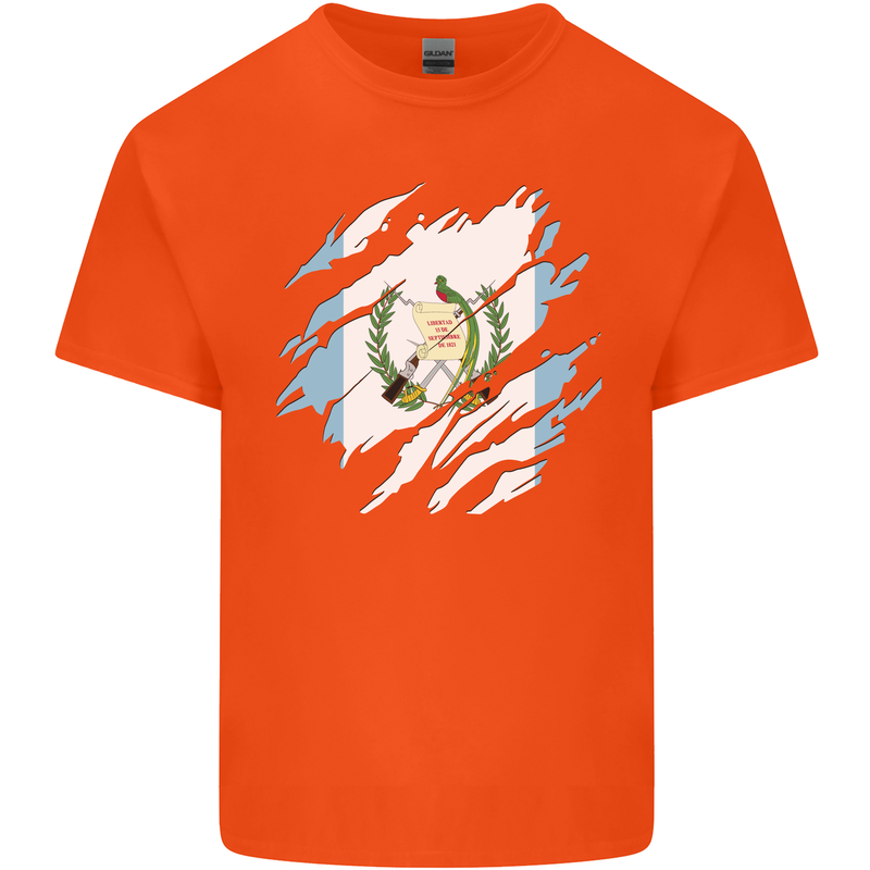 Torn Guatemala Flag Guatemalan Day Football Kids T-Shirt Childrens Orange